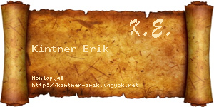 Kintner Erik névjegykártya